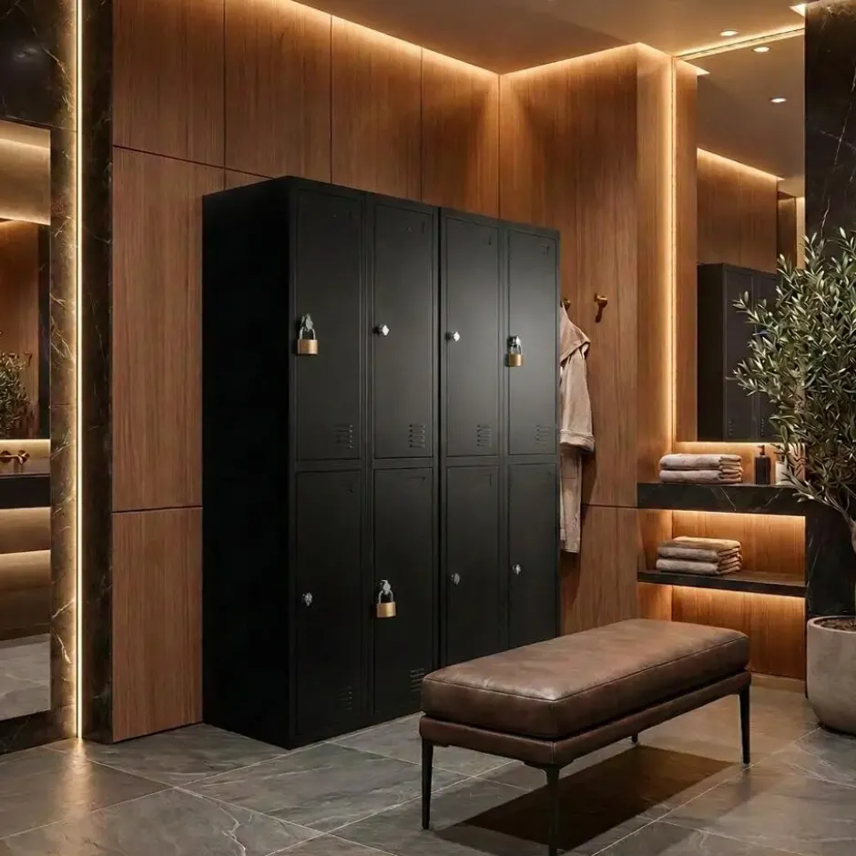 Lockerkast Zwart - 60x185 cm - 4 lockers