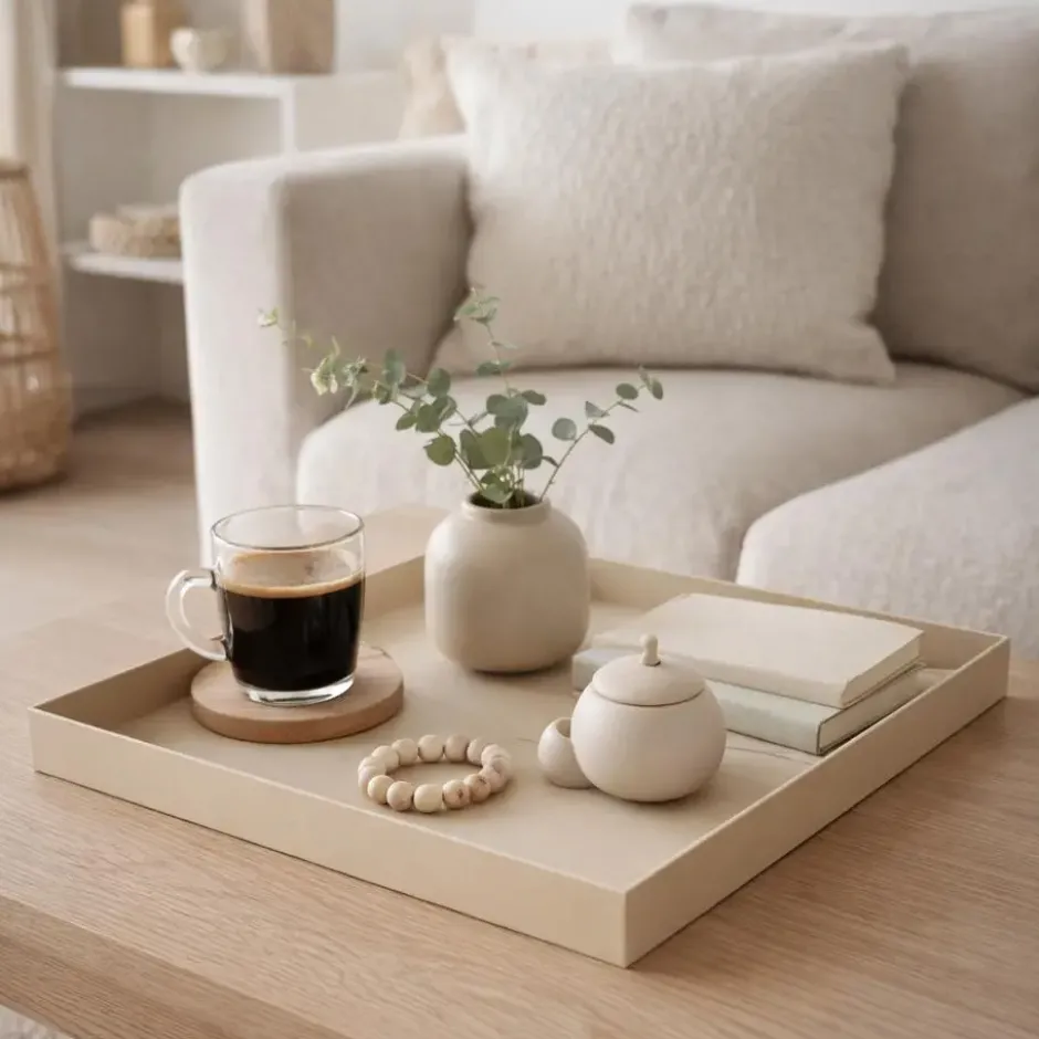 LOFT42 Brew Metalen Dienblad – Beige – 40x40