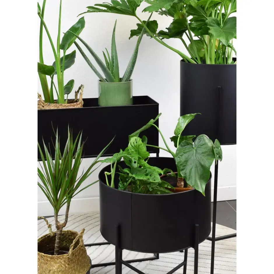 LOFT42 Flora Plantenbak Rond - Metaal - Mat Zwart - Ø40