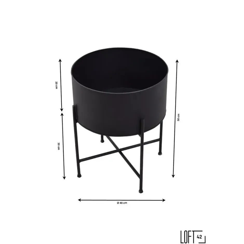 LOFT42 Flora Plantenbak Rond - Metaal - Mat Zwart - Ø40