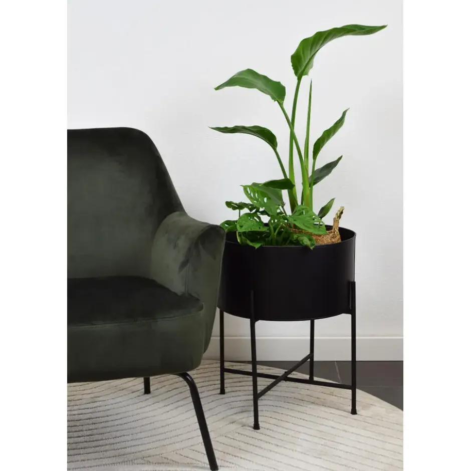 LOFT42 Flora Plantenbak Rond - Metaal - Mat Zwart - Ø40