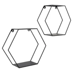 LOFT42 Hexagon Set van 2 Wandboxen Zeshoek - Zwart - 41x36x15