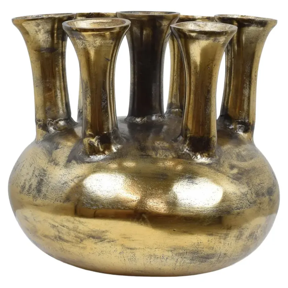 LOFT42 Jenna Tulpenvaas XL - 7 Toeters - Antique Goud - Aluminium