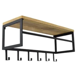LOFT42 Kapstok Ivory - Hout – Metaal – 6 haken en Roede - 80x36x30