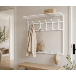 LOFT42 Kapstok Jaimy - Wit – Metaal – 6 dubbele haken - 80x80x30