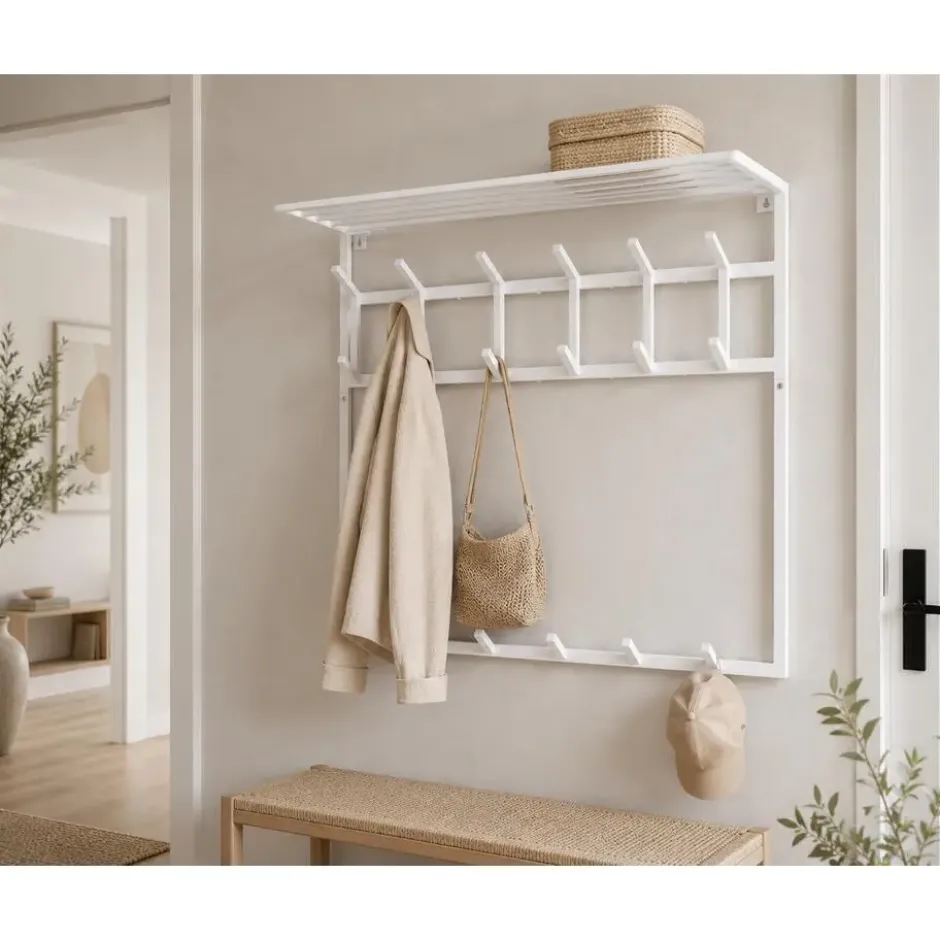 LOFT42 Kapstok Jaimy - Wit – Metaal – 6 dubbele haken - 80x80x30