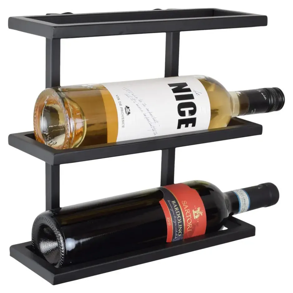 LOFT42 Pinot Wandwijnrek - 3 flessen - Metaal - Zwart - 26x27x11