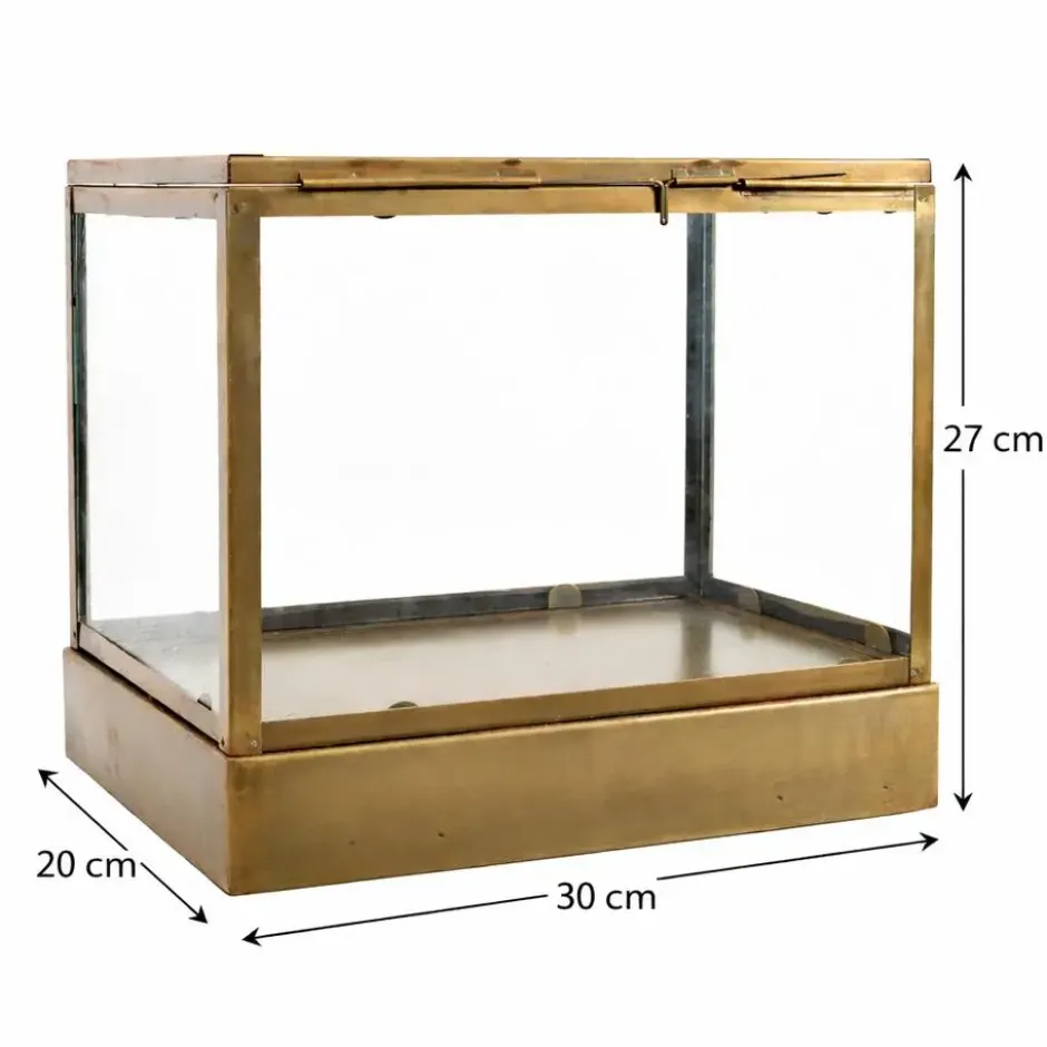 LOFT42 Showy Glazen Display Box Antiek Messing - Metaal - (27x30x20)