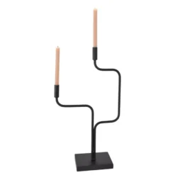 LOFT42 Swing Kandelaar - 2 Kaarsen - Metaal - Mat Zwart -67x37x16