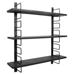 LOFT42 Wandrek Zwart - Mangohout – Metaal - 64x13x74