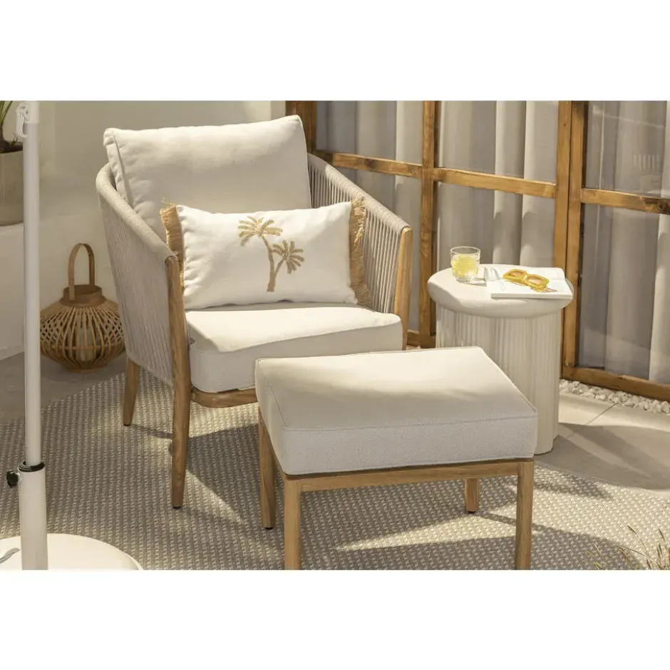 Loungestoel Bandol met voetenbankje - beige