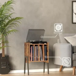 LP Opbergsysteem - Platenrek - LP Houder - Vinyl Houder - MDF - Bruin Vintage