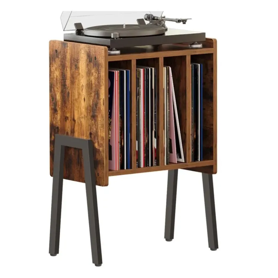 LP Opbergsysteem - Platenrek - LP Houder - Vinyl Houder - MDF - Bruin Vintage