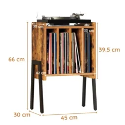 LP Opbergsysteem - Platenrek - LP Houder - Vinyl Houder - MDF - Bruin Vintage