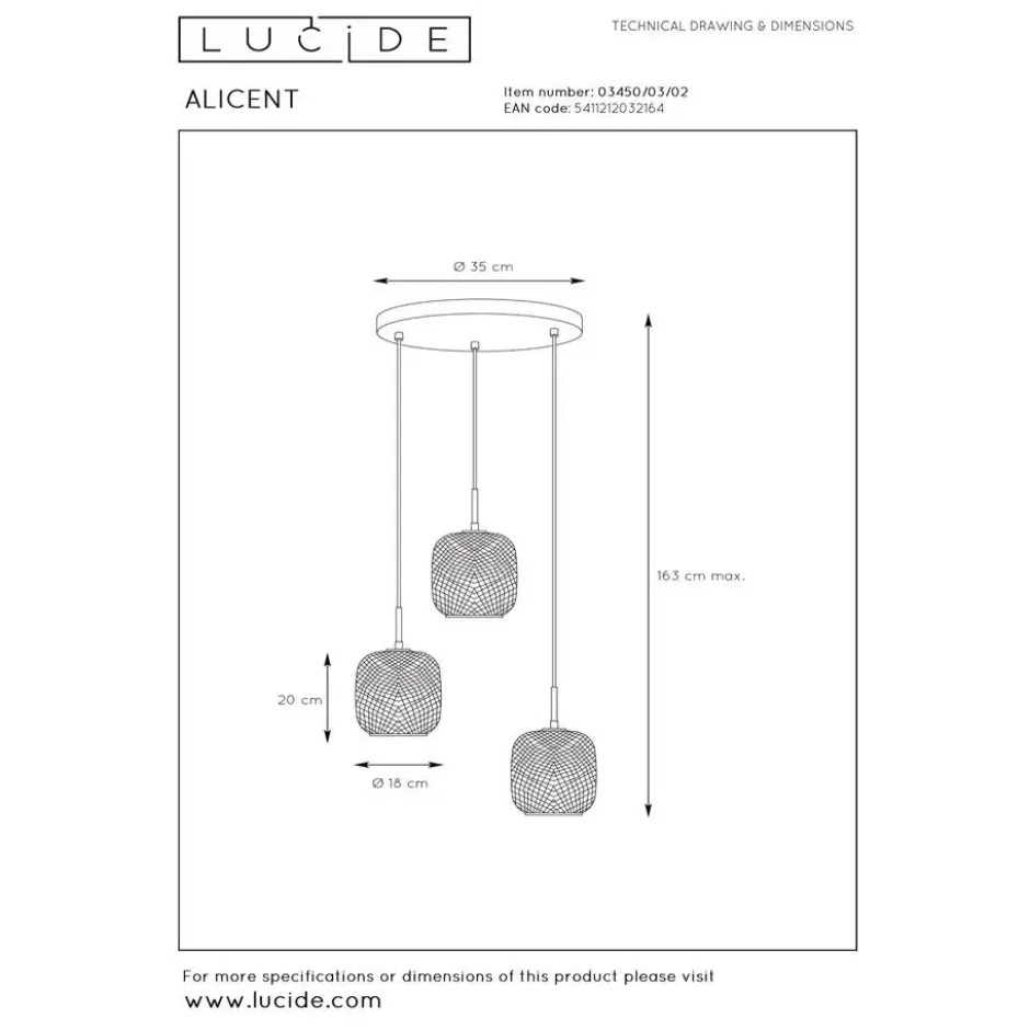 Lucide ALICENT Hanglamp - Mat Goud / Messing