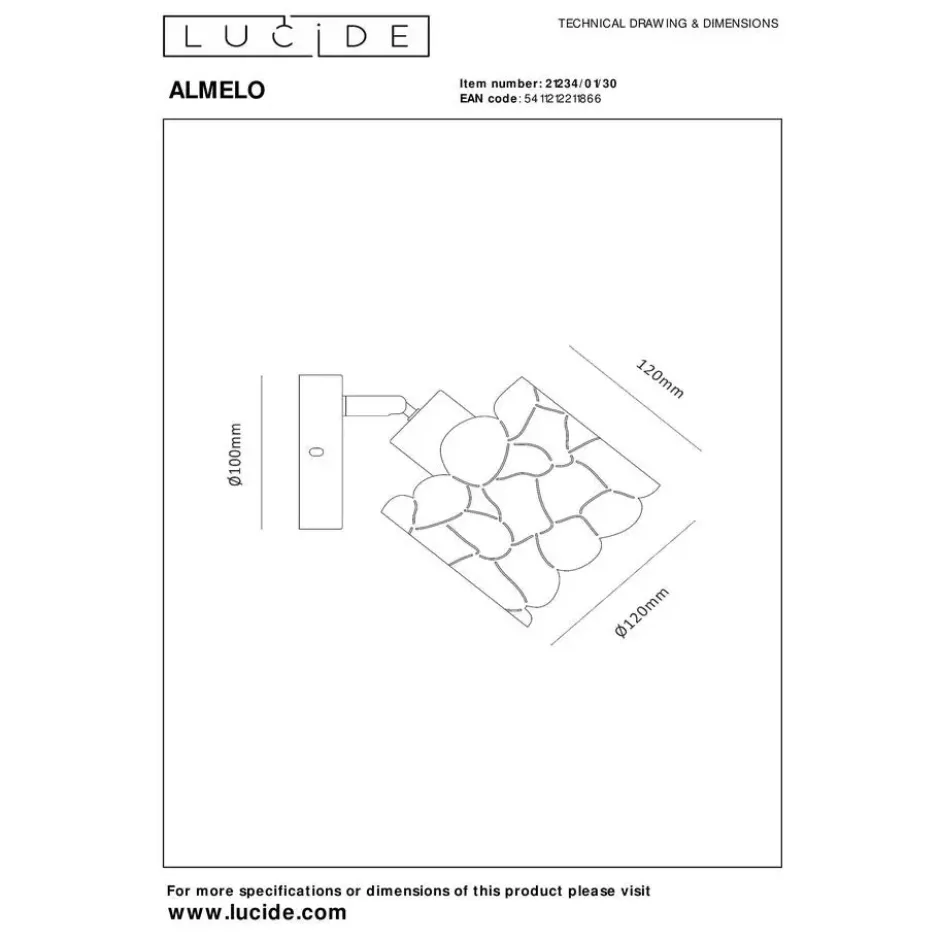 Lucide ALMELO Wandspot - Zwart