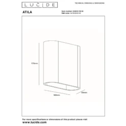 Lucide ATILA Wandlamp - Zwart