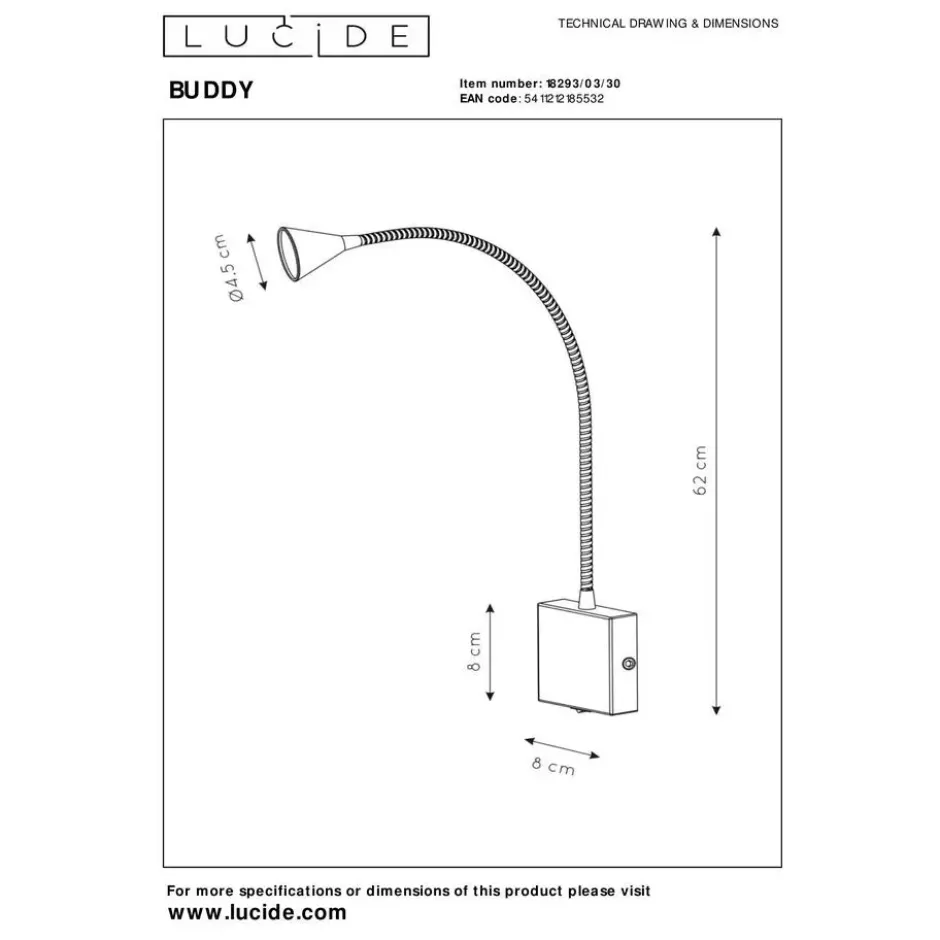 Lucide BUDDY Bedlamp - Zwart