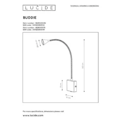 Lucide BUDDY Bedlamp - Zwart