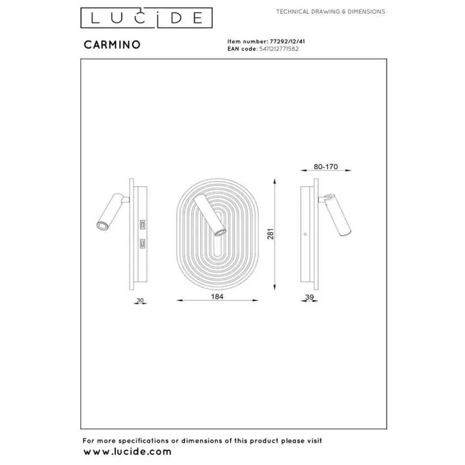 Lucide CARMINO Wandlamp - Taupe