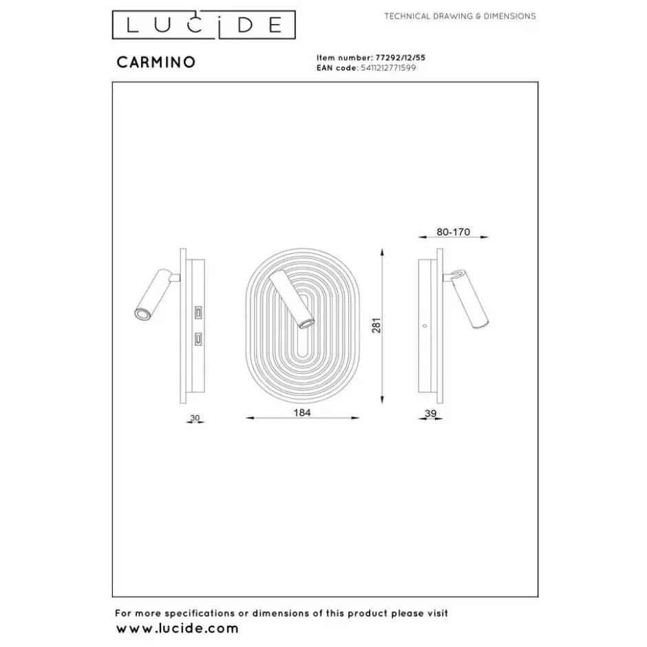 Lucide CARMINO Wandlamp - Terracotta