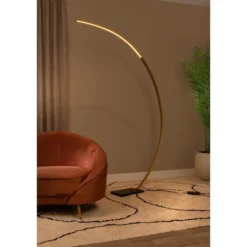 Lucide CURVE Booglamp - Mat Goud / Messing