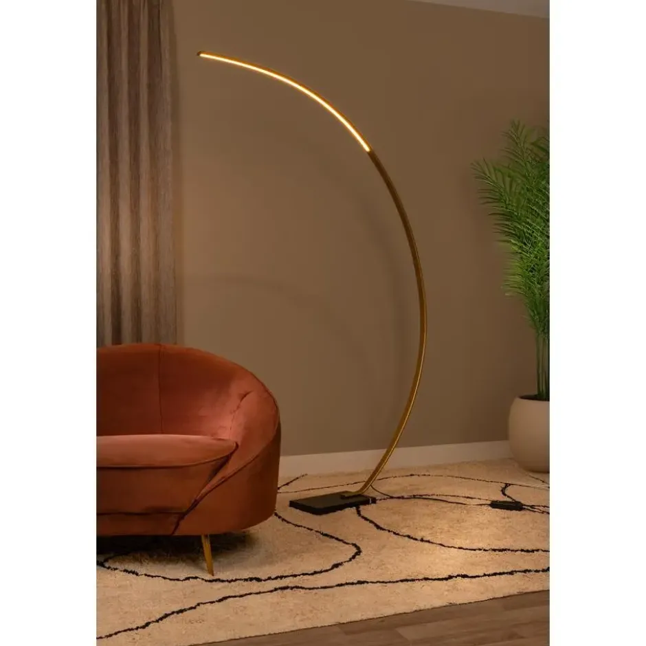 Lucide CURVE Booglamp - Mat Goud / Messing