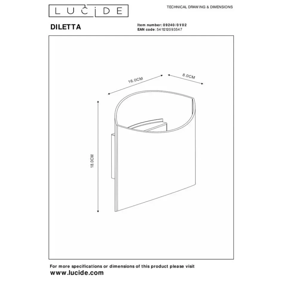Lucide DILETTA Wandlamp - Mat Goud / Messing