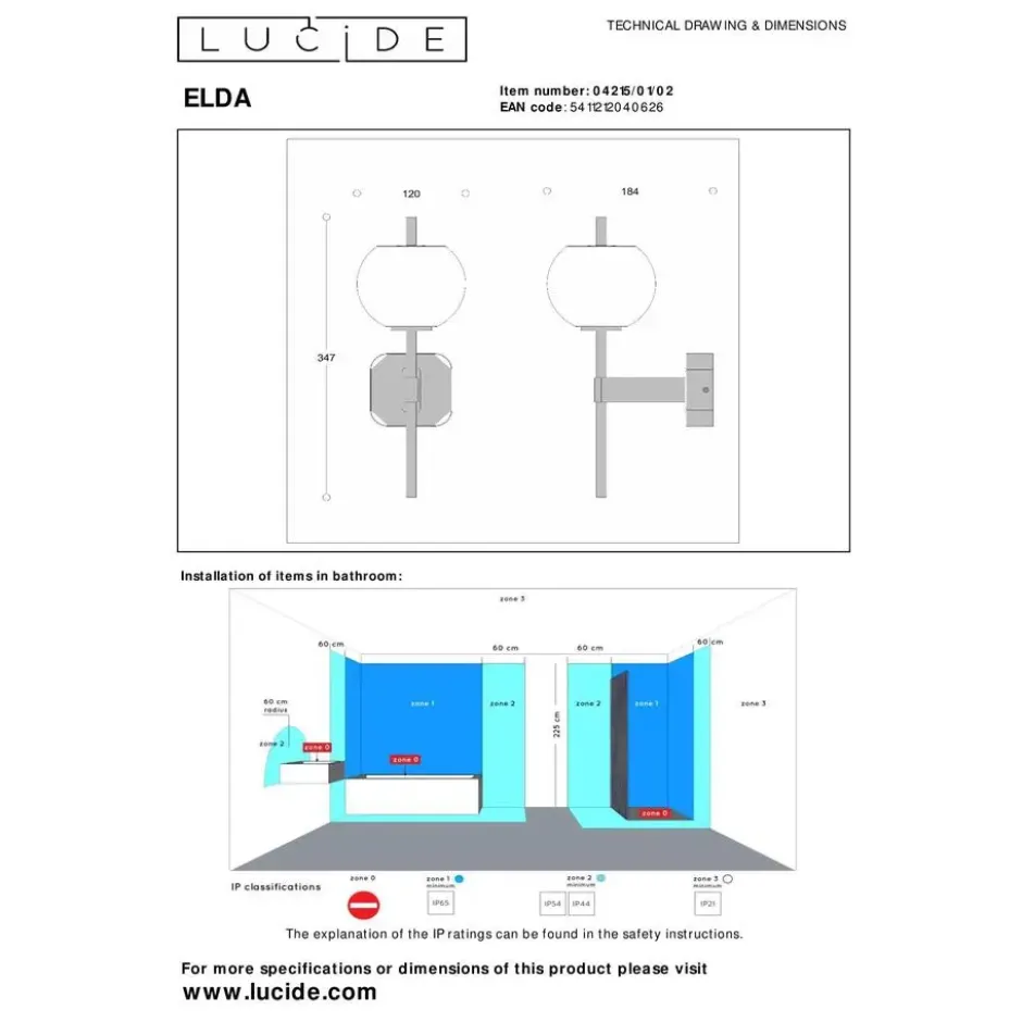 Lucide ELDA Wandlamp - Mat Goud / Messing