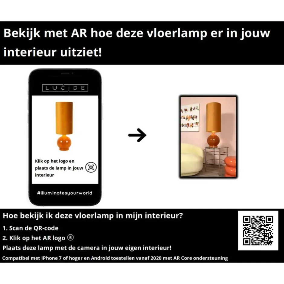 Lucide ESTERAD Vloerlamp - Okergeel