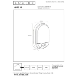 Lucide HUPS IR Wandlamp - Zwart