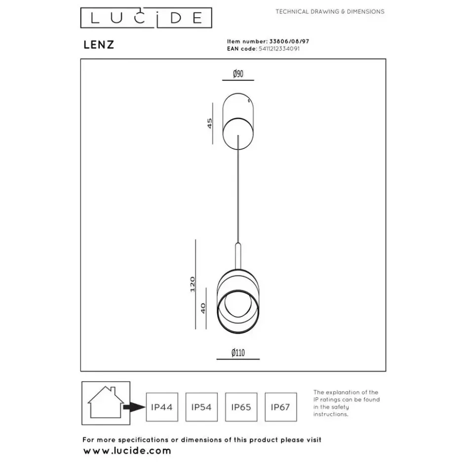 Lucide LENZ Hanglamp - Roest bruin