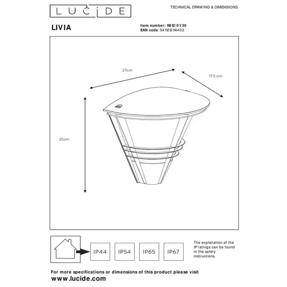 Lucide LIVIA Wandlamp - Zwart