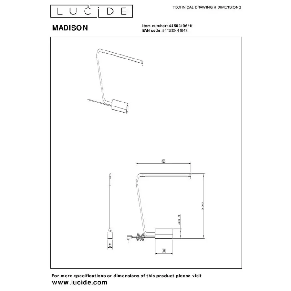 Lucide MADISON Bureaulamp - Chroom