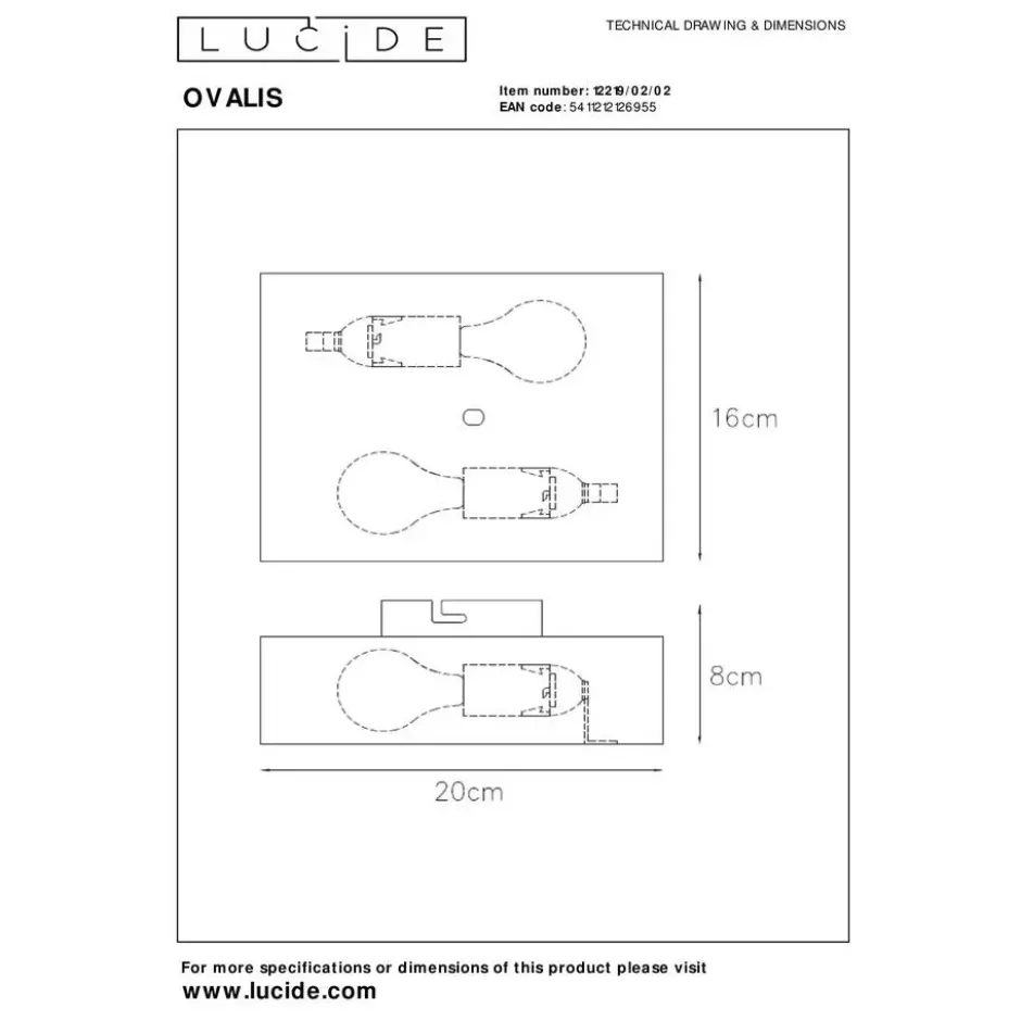 Lucide OVALIS Wandlamp - Mat Goud / Messing