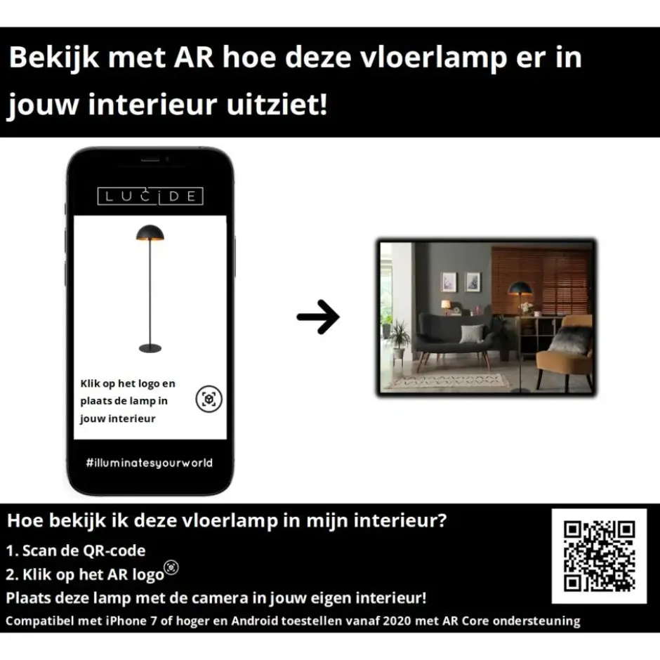 Lucide SIEMON Vloerlamp - Zwart