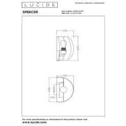 Lucide SPENCER Wandlamp - Zwart