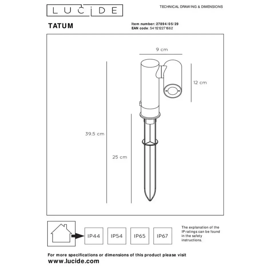 Lucide TATUM Tuinspot - Antraciet