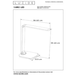 Lucide VARIO LED Bureaulamp - Zwart