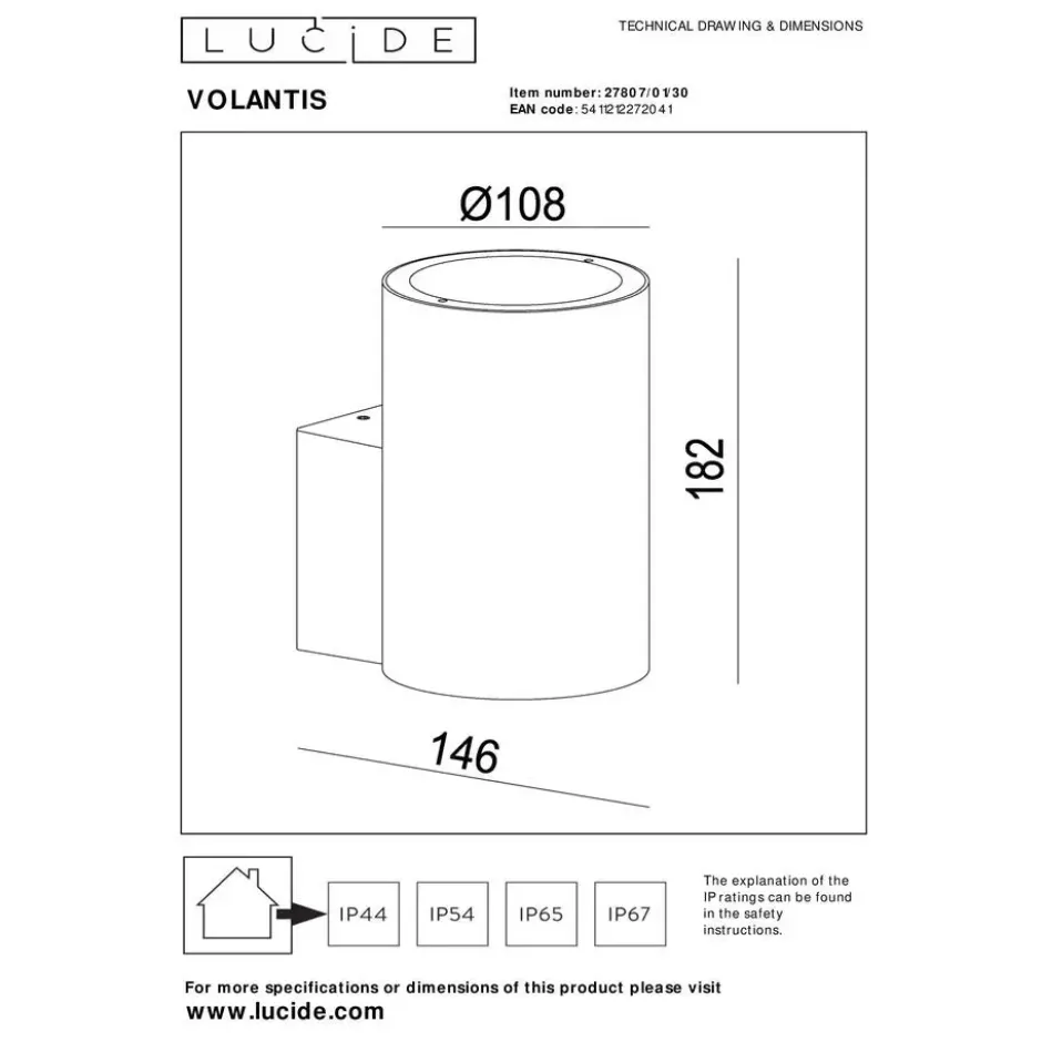 Lucide VOLANTIS Wandspot - Zwart
