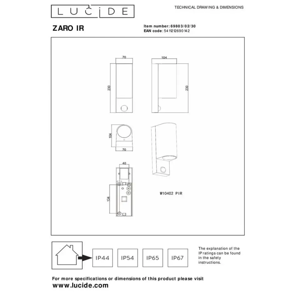 Lucide ZARO Wandspot - Zwart