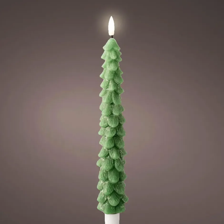 Lumineo LED kerstboom dinerkaars - groen - 29 cm - timer