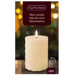 Lumineo Luxe LED kaars - creme wit - D7,5 x H12,3 cm - timer
