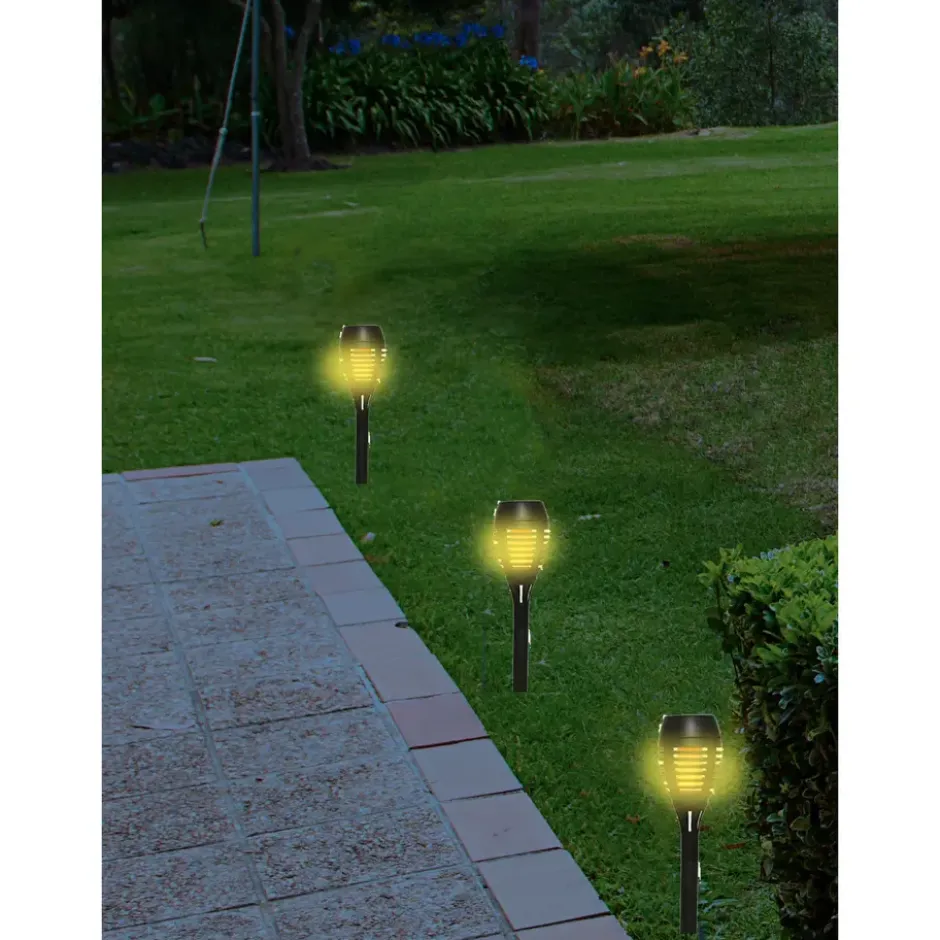 Lumineo Tuinfakkels - 4x stuks - Solar licht - vlameffect - 27 cm