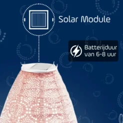 Lumiz Solar Buitenlampion - Bazaar Long Oval - 20 cm - Roze
