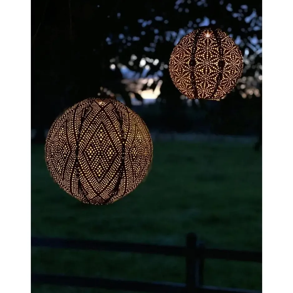 Lumiz Solar Buitenlampion - Sashiko Rond - 20 cm - Koper
