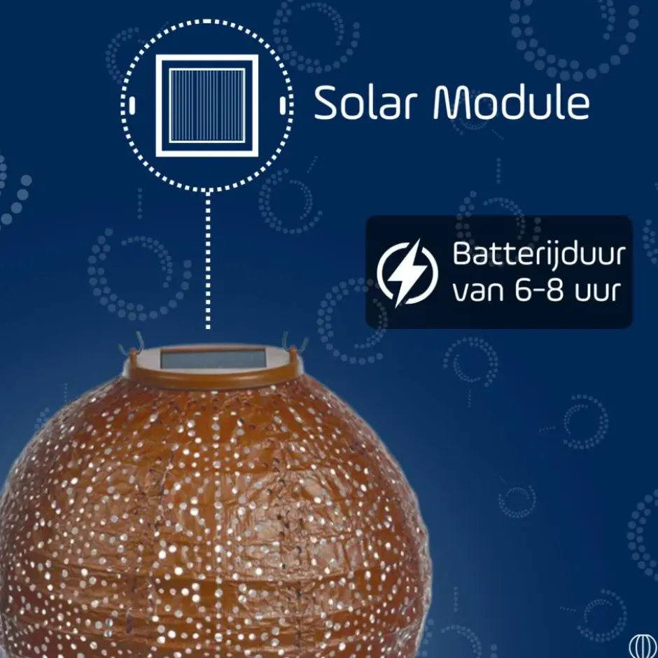 Lumiz Solar Buitenlampion - Sashiko Rond - 20 cm - Koper