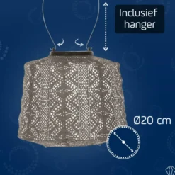 LUMIZ Solar Lampion Lace Lamp - 20 cm - Taupe