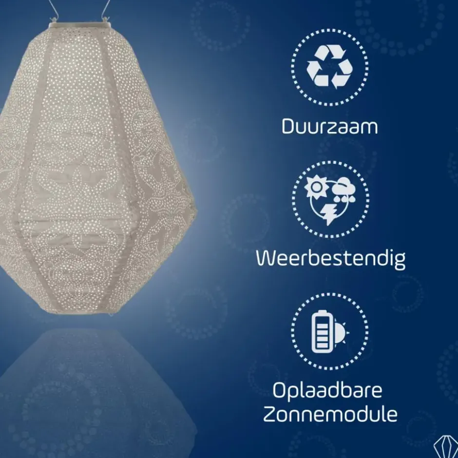 LUMIZ Solar Lampion Marrakesh Can - 30 cm - Licht Taupe