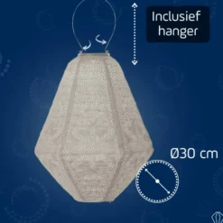 LUMIZ Solar Lampion Marrakesh Can - 30 cm - Licht Taupe